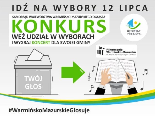 JEST BITWA O WOZY, BĘDZIE BITWA O KONCERT? IDŹ NA WYBORY I WYGRAJ KONCERT DLA GMINY 13 grafika konkurs wybory2020