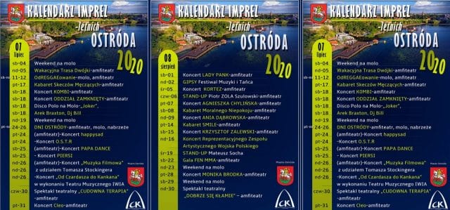 DOKŁADNY KALENDARZ KONCERTÓW I IMPREZ LETNICH W OSTRÓDZIE 16 kalendarz imprez