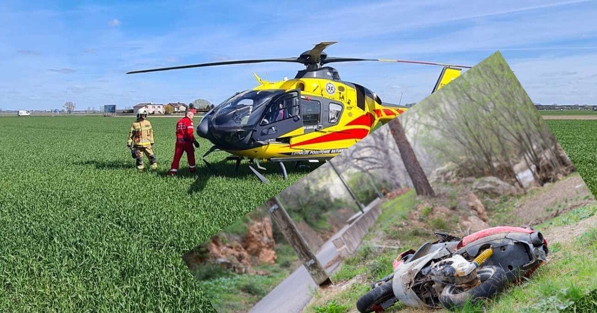 24- letni motocyklista uderzył w drzewo. W ciężkim stanie trafił do szpitala 26 motocykl drzewo