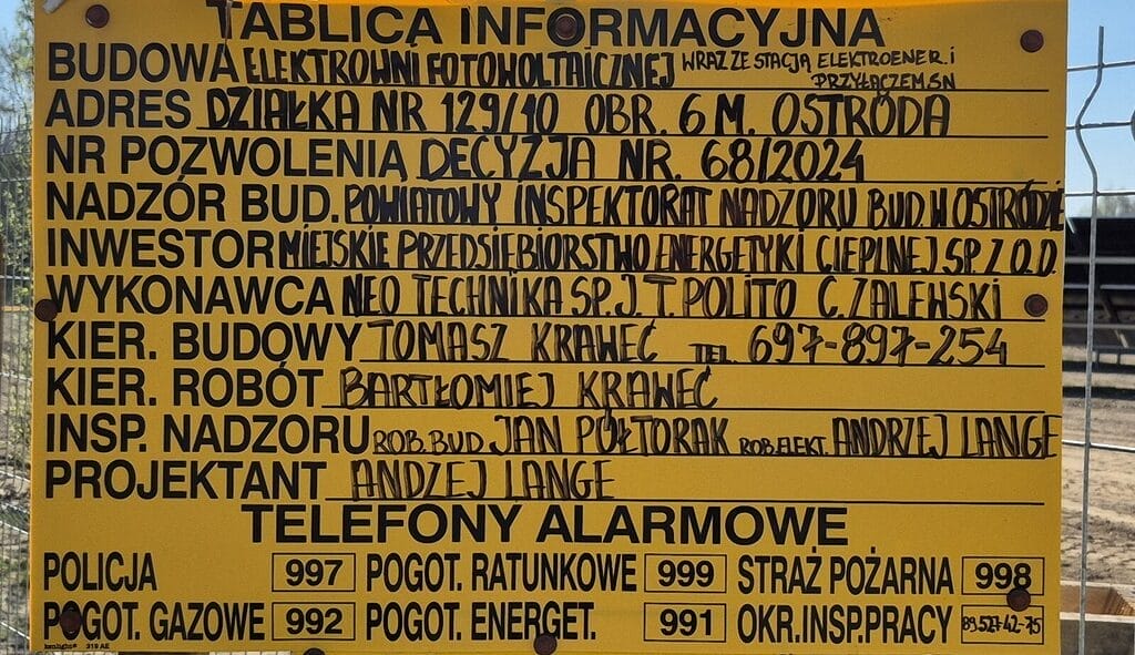 tablica miejska farma fotowoltaiczna