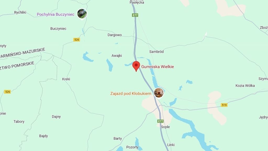 Wypadek na krajowej 7. W zaznaczonym miejscu doszło do zderzenie dwóch pojazdów.