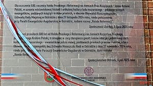 500 lat Reformacji w Ostródzie: nazwanie Ronda Reformacji i odsłonięcie pamiątkowej tablicy 33 500 Lat Reformacji Ostroda Rondo Tablica Gizewiusz 80