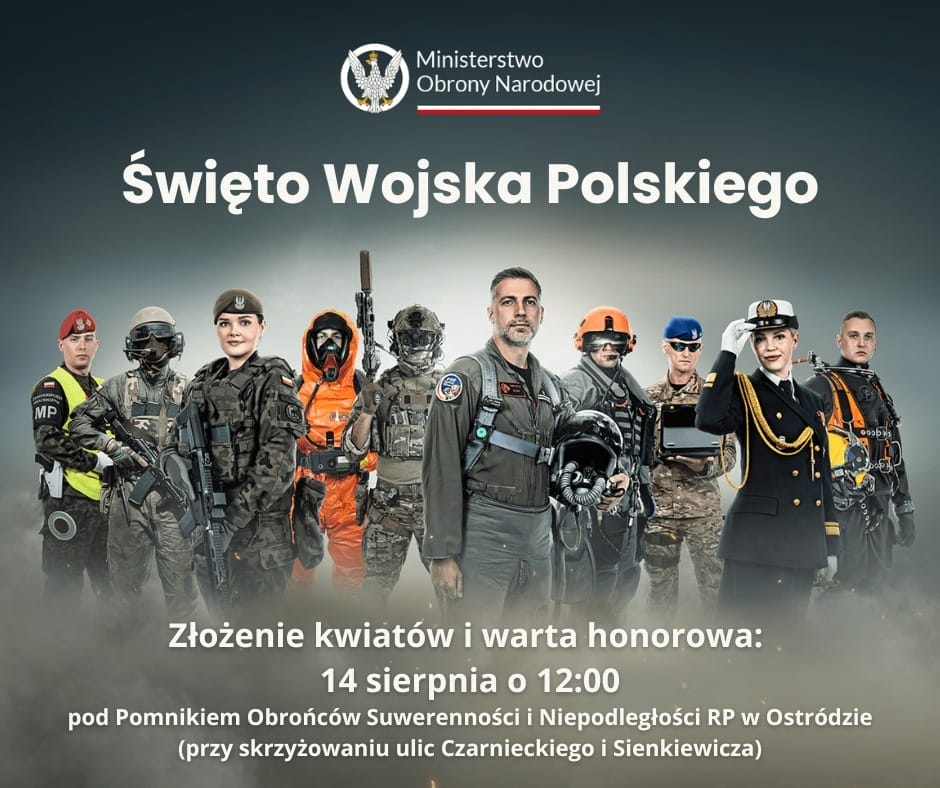Święto Wojska Polskiego w Ostródzie 2025 – program uroczystości 2 Plakat Świeto Wojska Polskiego