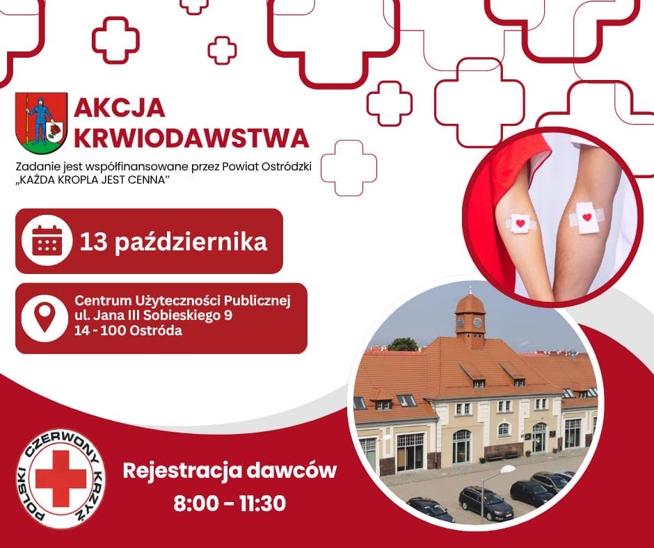 Krwiodawcy Zaczynają Październik. Jutro Kolejna Akcja - Zaprasza Pck Ostróda