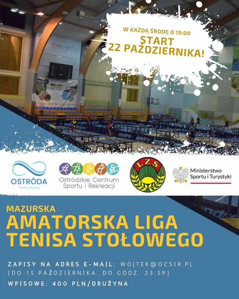 Jesień I Zimę Spędzimy Przy Tenisowych Stołach. Ruszają Zapisy Do Mazurskiej Amatorskiej Ligi Tenisa Stołowego!